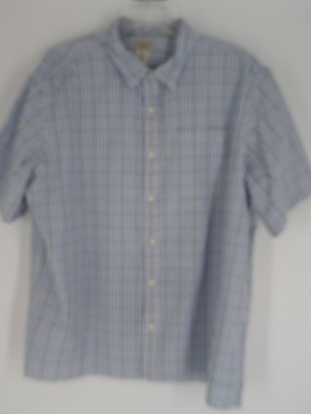 LL Bean Blue Plaid Gingham Short Sleeve Shirt size XXL Regular